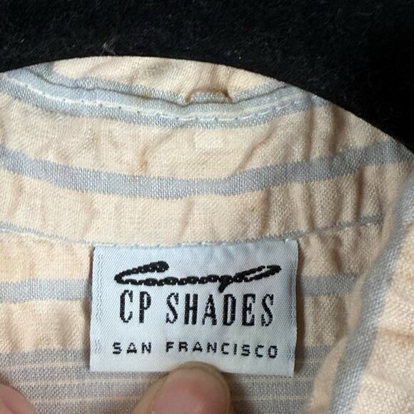 CP Shades San Francisco Crinkle Button Down Shirt Small Striped Beachy Preppy - Picture 5 of 8